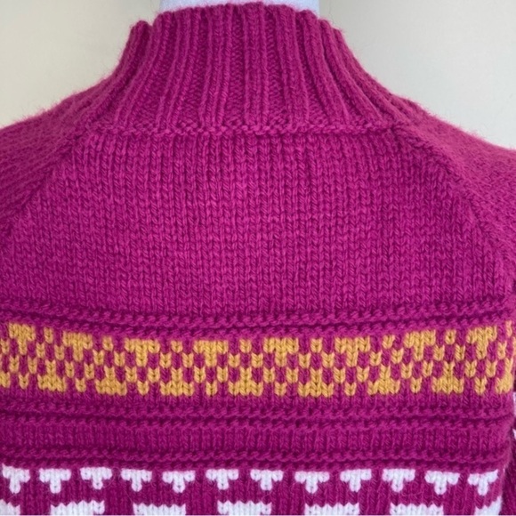 Universal Thread Fuchsia Pink Knitted Fair Isle Sweater Cropped Mock Neck Sz L - Picture 9 of 14